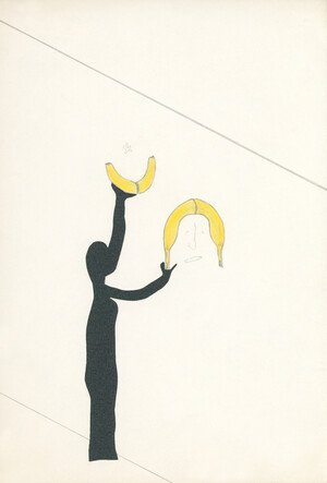 o. T. (Man jongliert mit zwei Frisuren, die Bananen ähneln)