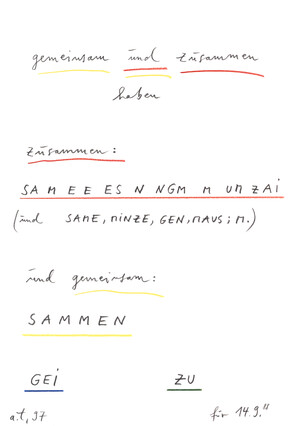 gemeinsam und zusammen haben (für 14.9.88)