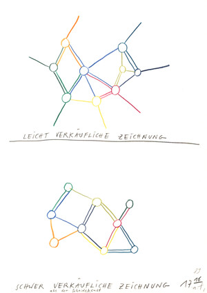 leicht verkäufliche zeichnung – schwer verkäufliche zeichnung, aus der scheidekunst (17:16 Uhr, 11.6.89)